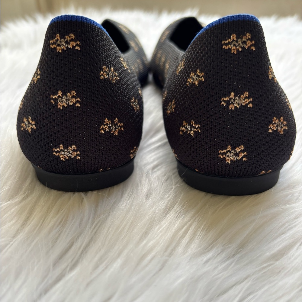 ROTHY’S The Point Il Slip On in Daisy Sparkle Black Gold Size 8.5 - Picture 5 of 10